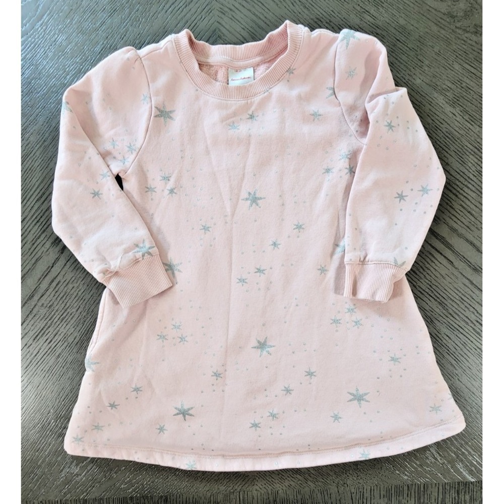 Hanna Andersson Pink‎ Silver Stars Dress Girls Size 100/4